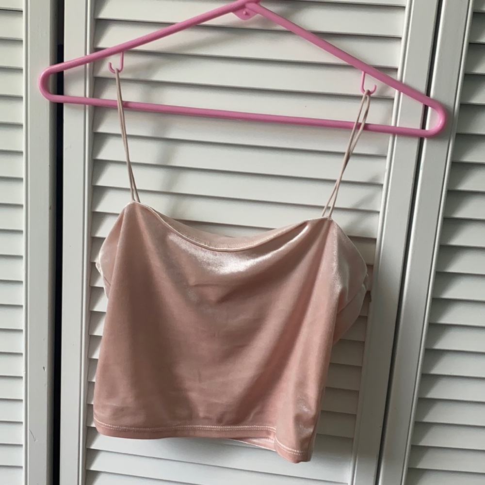 Baby pink velvet tank top